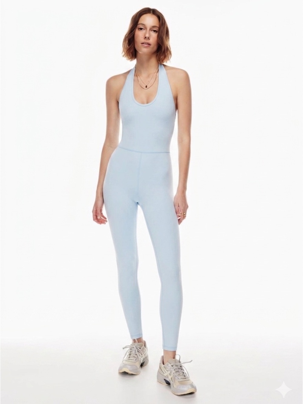 Wilfred Look Light Blue Halter Jumpsuit Fitted Leg Romper S